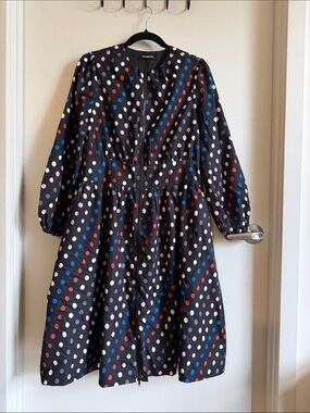 Magnetic Brand Polka Dot Aline Midi Dress w/2-way Zip Sz L Very good condition